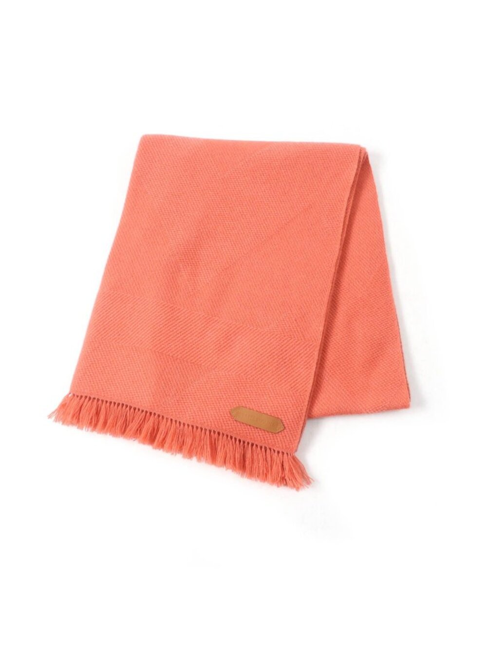 Hermes Grand Chevron Cashmere 100% Rose Blush Leather Logo Patch Shawl Scarf